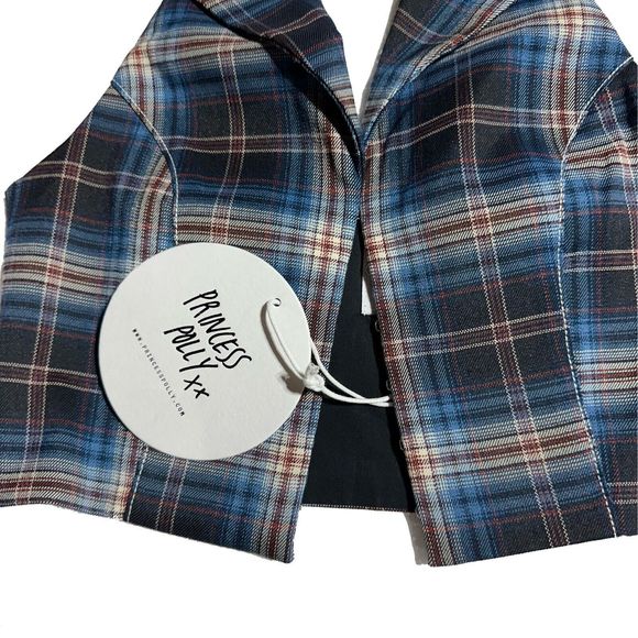 Princess Polly Womens Everest Cropped Vest Top Size 2 Plaid Halter NWT - Picture 2 of 11